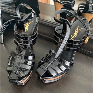 YSL BLACK/BROWN SANDALS  (RARE PAIR)